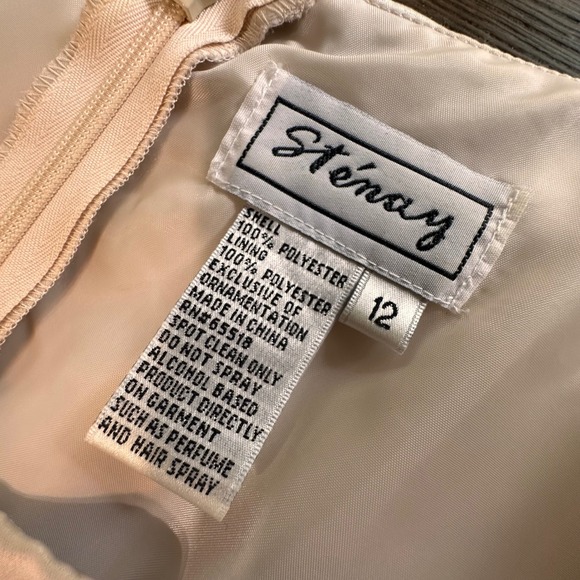 Vintage Stenay Champagne Formal Dress Size 12 Embellished‎ Evening Gown Maxi - Picture 9 of 14